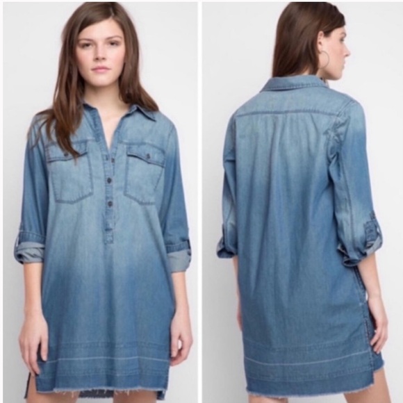 NWT BlankNYC Chambray Long Sleeve Shirt Dress Size Small - Picture 1 of 5